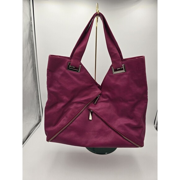 KOOBA Magenta Pink Oversized Leather Ryder Shoulder Purse Handbag Zipper Dustbag - Picture 3 of 15
